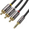 J&D Cable de 3,5 mm a 3RCA, Chapado en Oro [Cáscara de Cobre] [Heavy Duty] 3,5mm 1/8'' Macho TRRS a 3 RCA Macho Estéreo Adaptador de Audio RCA Cable - 1.8 Meter