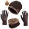 ASYBHYY Gorras Invierno con Bufanda y Guantes Táctiles Antideslizante 3 en 1 de Punto Sombreros Slouchy Calentar Gorro con Forro Polar para Mujeres y Hombres (Marrón)
