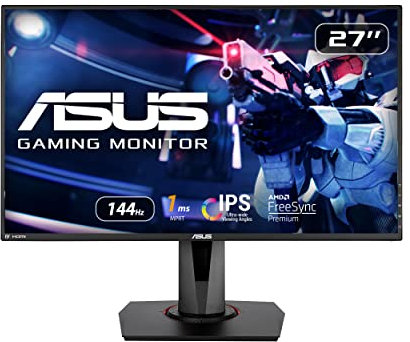 ASUS VG279Q 27'' FHD (1920 x 1080) Gaming Monitor per PC, IPS, 144 Hz, 1 ms MPRT, DP, HDMI, DVI, FreeSync, Filtro Luce Blu, Flicker Free, Certificazione TUV, Nero