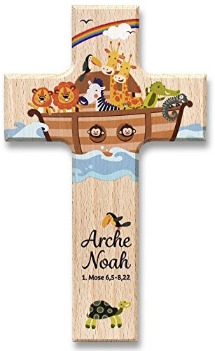 Christliche Geschenkideen Kinderkreuz Holzkreuz (Holzkreuz - Arche Noah (9x15 cm))