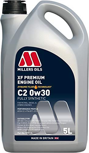 MILLERS OILS Motoröl 0W-30 XF Premium Vollsynthetiköl Motor Öl ACEA C2 API SN C2 5L