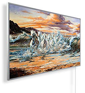 Könighaus 1000W Infrarotheizung mit Bild in HD Qualität ✓ Energiesparend ✓ 5 Jahre Garantie ✓ Doppelter überhitzungsschutz ✓ Infrarot Wandheizung ✓ Motiv: 105. Herde Pferde