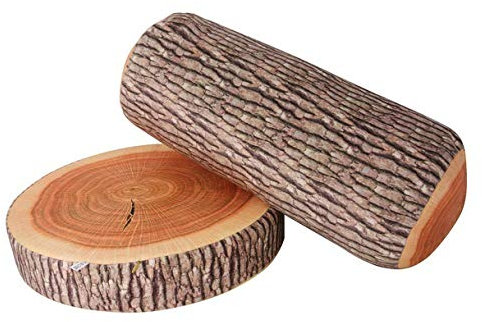 LANFIRE 3D Baum Holz Scheibe Memory Foam Weiche Wurfkissen Log Kissen Puppe Stuhl Sitzkissen für Home Office Gingko Baum Obst Kissen Sofa Schaum Kissen (Cushion+Pillow 01)