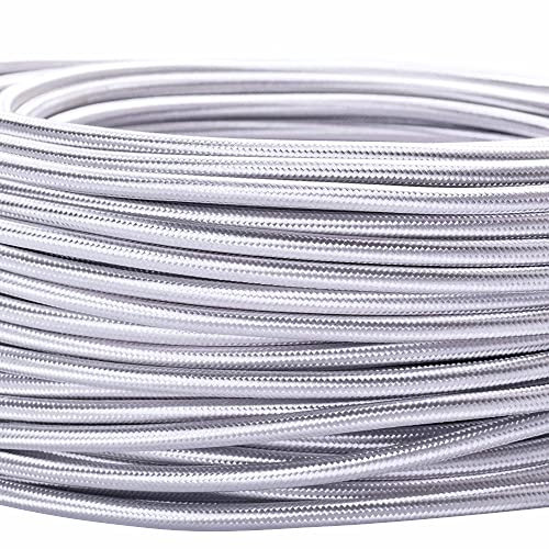 Cavo tessile per lampade, 3 fili, 3x 0,75 mm², cavo elettrico con conduttore di terra, accessori per lampada (5m, Argento)