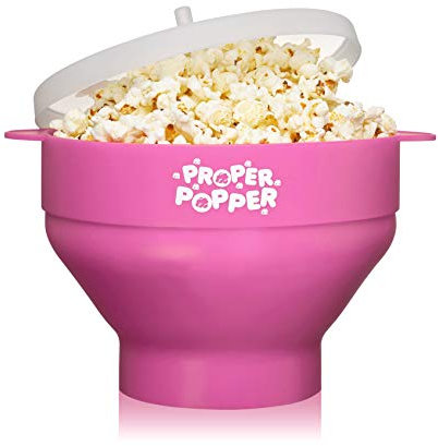 The Original Proper Popper Mikrowelle Popcorn Popper, Silikon Popcorn Maker, faltbare Schüssel, BPA-frei und spülmaschinenfest – (Pink)