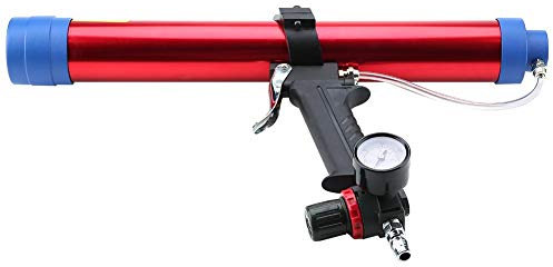 Glasleim-Dichtmittelpistole 300~600 ml pneumatische Kartuschenpistole KP-442 Patronenluftpistole mit 8 Stück Kartuschenkopf