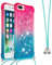 Handykette Handyhülle für iPhone 6S Plus / 6 Plus,Glitzer Quicksand kreatives Fließende Flüssigkeit schwimmt Silikon Case mit Umhängeband Handykordel Band Kette für iPhone 6S Plus,YB GS Pink Blue