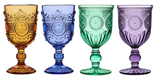 Wine Goblet Set Embossed 300ml Wine Glasses Dishwasher Safe Alfresco Dining Glassware