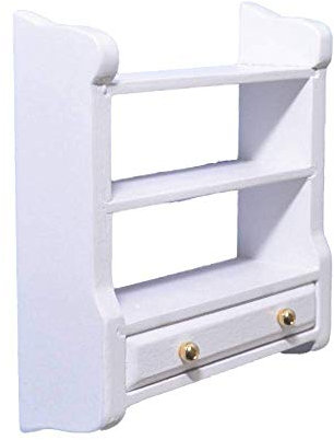 Melody Jane Puppenhaus Weiß Wand Regal & Schublade Miniatur Regale Küchenmöbel