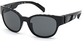 Adidas Unisex-Erwachsene SP0009 Sonnenbrille, Shiny Black/Smoke Polarized, 55