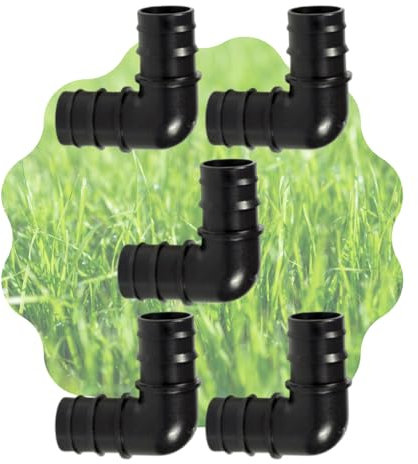 acquaverde Raccordo a Gomito Connettore Angolare per Tubi Irrigazione 90° Portagomma Nero Orto Facile (5, 25 mm)