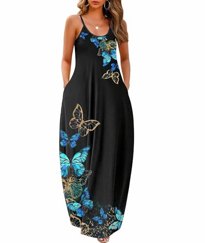 Wolddress Women's Sleeveless Loose Pockets Long Dress Soft