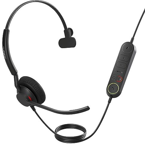 Jabra Engage 40 Wired Mono Headset with Inline Call Control, Noise-Cancelling 2-Mic Technology, and USB-C Cable - works with all leading Unified Communications platforms such as Zoom, Unify - Black
