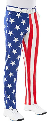Royal & Awesome USA Flagge amerikanische Golfhose für Männer, Golfhosen für Männer, Funky Golfhosen, Sich verjüngte Herrengolfhosen