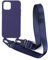 PuYu Zhe Crossbody Case for iPhone 12/12 Pro - Silicone Soft Matte, TPU Shell, Adjustable Neck Cord Strap, Shockproof, Lanyard Case - Dark Blue