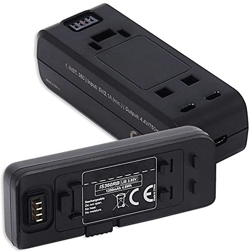 1x Akku-Basis + Dual-Ladegerät (USB) kompatibel mit Insta 360 One R, One RS Action Cam [1200mAh - 3.85V - Li Ion - 100% kompatibel]