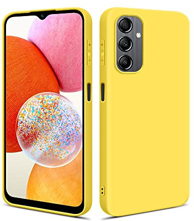 HSP Hülle für Samsung Galaxy A14 4G [Staubabweisend] Handyhülle | Premium TPU Silikon Case Schutzhülle | Kratzfest Stoßfest Fallschutz | Kameraschutz Displayschutz | Passgenau Dünn Matt | Gelb