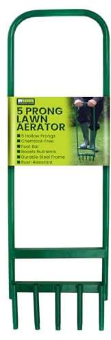 My Garden Lawn Aerator – 5-Prong Hollow Tine Manual Aerator for Healthy Grass – 91CM Heavy-Duty Soil Aeration Tool for Lawn Care – Improves Drainage & Reduces Soil Compaction – Ideal for Garden, Lawn