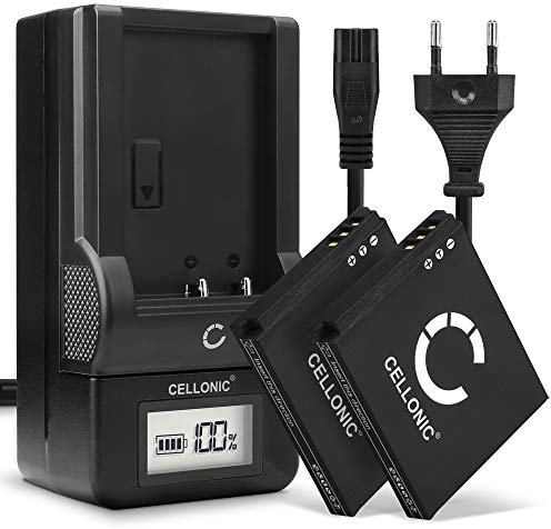 CELLONIC, Batterie pour Caméra, Compatible avec Canon IXUS 130, PowerShot SD600, IXY Digital 65 (3.7V, 850mAh) 2 Pièces + Chargeur