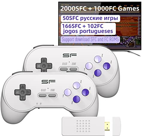 Y2 Console di gioco retrò, 16 bit, portatile, 3000 giochi classici, uscita AV retrò, console di gioco TV per bambini, plug and play 4k (bianco-viola)