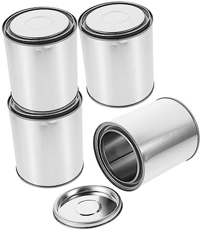 DOITOOL Conteneurs De Stockage De Peinture 5 Pots De Peinture Métalliques Vides Support Rond pour Peinture À l'huile Seau De Stockage Couvercles De Boîtes en Fer