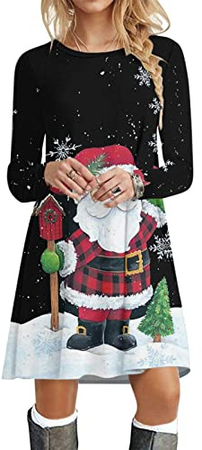 WVONIF Robe De Noël Sexy Chic et Élégante - Robe Rayée Fluide De Plage Grande Taille Col en V Manche Courte Avec Ceinture - Casual et Soirée Pour Femme Hiver