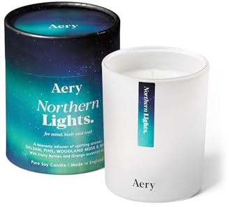 Aery Northern Lights Candle - Cedar, Balsam, Bergamot & Pine - Pure Soy Wax Candle with 45 Hour Burn Time in Recyclable Glass