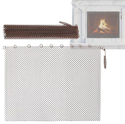 Ceolup 2 Stück Kamingitter Kamin-Funkenschutzvorhang Metallgeflecht-Kaminschutz Aufhängbare Netz-Feuerfunkenschutz-Torabdeckung Im Scroll-Design Für Zuhause