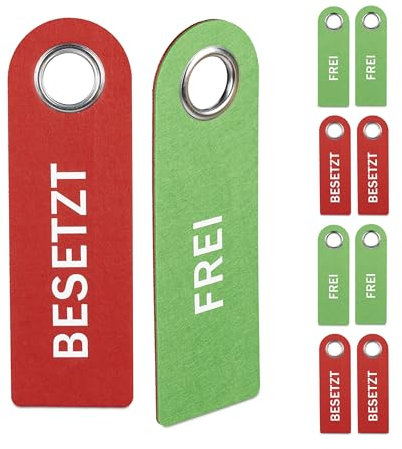 Relaxdays Cartel para Puerta Ocupado/Libre en Alemán, Set de 10, Cartelito Baño Colgar, Doble Cara, Oficina, Rojo/Verde, Acero Inoxidable, 27 x 8,5 x 0,5 cm