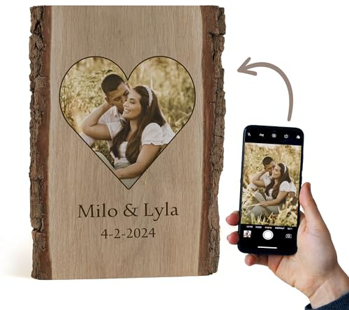 Cadeauki Bild auf Holz mit Rinde Fotogeschenk Bild auf Rustikales holzbrett mit Rinde - Personalisierte Geschenke für Männer (4)