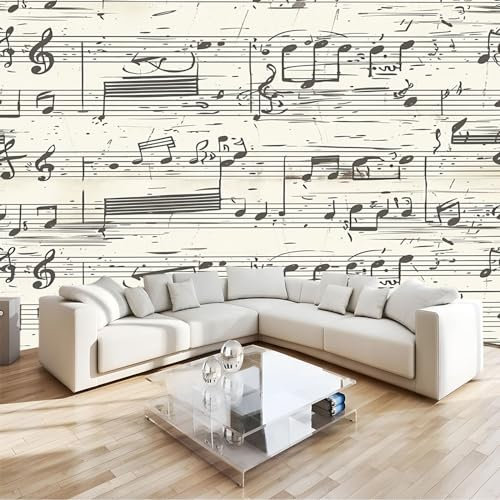 Papeles Pintados de Pared hoja de notas musicales Fotomurales 400x280 cm Tejido No Tejido Papel Tapiz Fotográfico Decorativos Murales Dormitorio Oficina Hotel Spa
