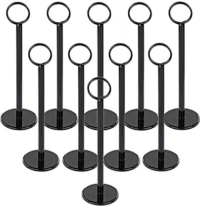 Tischkartenhalter, 10 Stück, schwarzer Tischnummernhalter für Hochzeiten, Tischkarten für Hochzeiten, Restaurants und Partys, Höhe 100 mm/150 mm/200 mm/250 mm/305 mm, runde Papier-Menüklammern (Farb