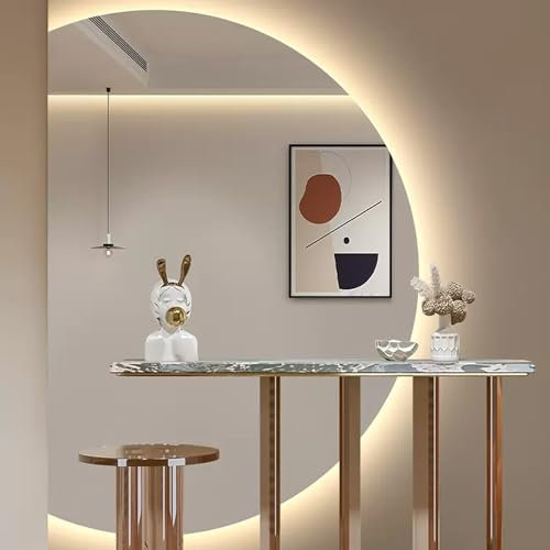 LED-Schminkspiegel, 71,1 x 109,2 cm, Halbkreis, Wandhalterung, beschlagfrei, 3-farbig, dimmbar, Smart Touch, rahmenlos, voller Umfang
