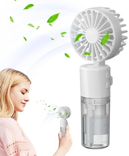 Ventilador de mano con niebla de agua, ventilador de pulverización de mano con niebla de agua, ventilador de refrigeración portátil plegable con mango ergonómico para mujeres, hombres, niños y niñas
