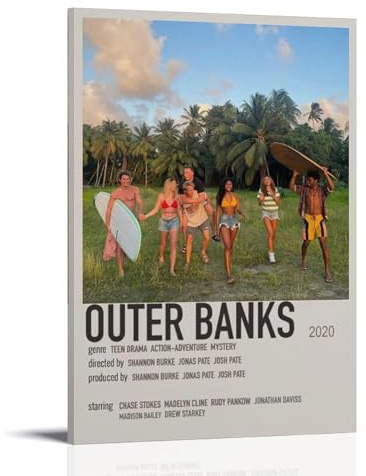 Outer Banks Vintage-Filmposter für Zimmer, ästhetisches Leinwandposter, Wandkunst, Dekoration, Wohnzimmer, Schlafzimmer, Dekoration, Poster, 20 x 30 cm, Rahmenstil