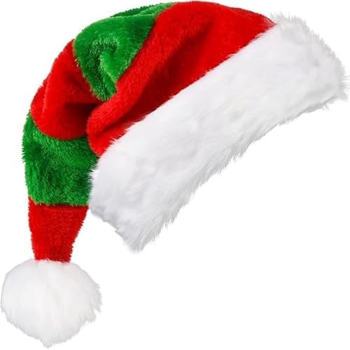 DERAYEE Bonnet de Noël Rouge et Vert,Accessoires de Costumes de Noël,Bonnet de Noël,Bonnet de Noël Adulte,Accessoires de Costumes de Fête