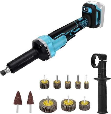 10 Compartments Cordless Flat Sander Brushless Cordless Flat Sander Compatible with Makita 18 V Handle Battery and 6 mm Drill Chuck for Engraving, Sanding, Polishing, Drilling (without Battery)
