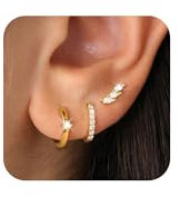 ZHESHY 3 Paires Boucles D'oreilles Argent 925 Pour Femme Plaqué Or 14 Carats Creoles Pendantes Boucles D'oreille Petite Clous D'oreilles Hypoallergénique Fantaisie Piercing Oreille Tragus Bijoux