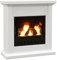 HOMCOM Chimenea de Bioetanol con Marco Estufa de Bioetanol de Pie con Tanque de 1,2 L Apagallamas de Acero Inoxidable Tiempo de Combustión 3H para Interiores 16-18 m² 63,5x24x66 cm Blanco