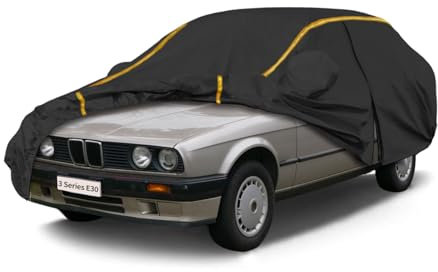 Auto Abdeckplane Winter für BMW 3 Series E90 E46 E36 E30 Sedan,Autoabdeckung Wasserdicht und atmungsaktiv,Vollgarage Autoplane,Wetterfeste Staubdicht,Schneeschutz(Color:A,Size:E30(1987-1991))