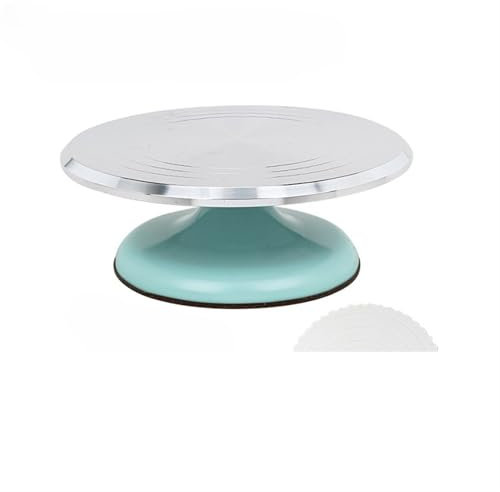 NihaoWXM 10 Zoll 360 ° Aluminium Legierung Plattenspieler Set Rotierenden Kuchen Tisch Maker Werkzeug Backen Stand Tortenplatte(10-inch Blue)