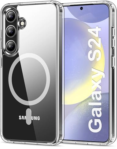 HOOMIL Magnetische Hülle für Samsung Galaxy S24, Kompatibel mit MagSafe, Nie Vergilbung Transparent - Durchsichtig