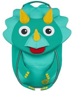 Affenzahn Kleiner Freund Kindergarten-Rucksack für 1-3 Jährige Ergonomisch Reflektierend Ziehzunge mit Namensschild Dinosaurier - Grün