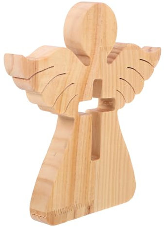 RORPOIR Taufgeschenk holzkreuz Holzstatue Engelgeschenk Liebe Engelsstatue Leuchtender Engel Engelskostüm für Engel-Skulptur- entzückende Engelfigur Heimtextilien hölzern Khaki