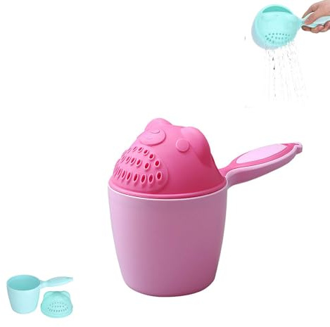 Gobelet de rinçage pour shampoing ,gobelet de Bain pour rincer Les Cheveux, gobelet de rinçage créatif pour bébé, -, avec poignée, gobelet de shampoing en Forme d'ours de Dessin animé (Vert)