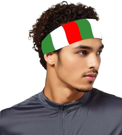 Italien-Stirnband für Mann und Frau, italienische Flagge, rutschfest, elastisch, weich, für Sport, Reisen, Laufen, Training