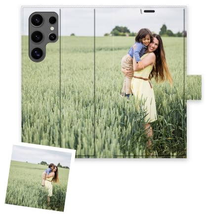 P Pevita Étui Portefeuille Personnalisé pour Samsung Galaxy S24 Ultra - Coque avec Photo, Porte-Cartes, Fermeture Magnétique