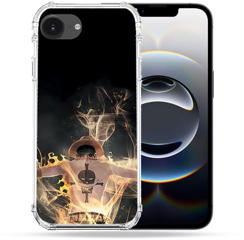 Cokitec Verstärkte Schutzhülle für iPhone 16e, Manga, One Piece Ace, Schwarz
