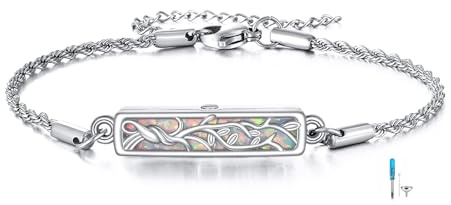 YAFEINI Bracelet urne funéraire en argent sterling 925 avec motif arbre de vie et opale pour femme