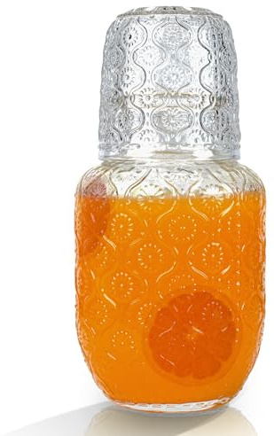 Carafe à eau de chevet vintage et carafe à eau en verre avec tasse et pichet en verre de 414 ml